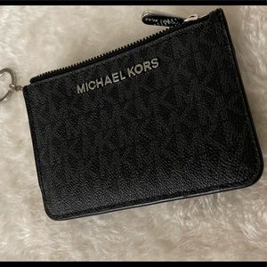 Michael Kors Jet Set Travel Small Top Zip Coin Pouch with ID Holder Leather
